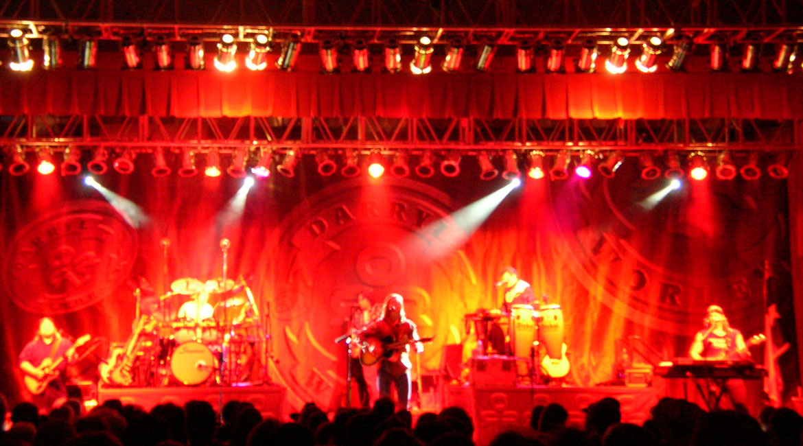 Full concert lighting rig at a Tradewind Sound production